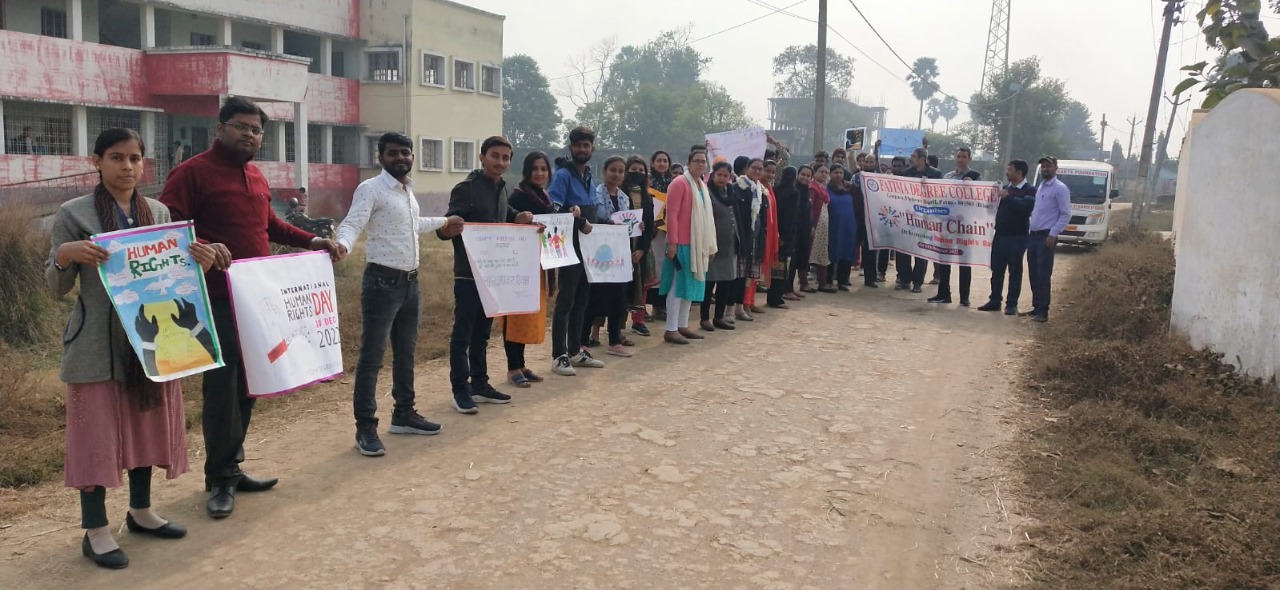 Fatima Degree College organises "Human Chain" on the occasion of Human Rights Day on 10th December 2022